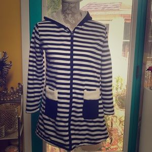 Black white striped hoodie